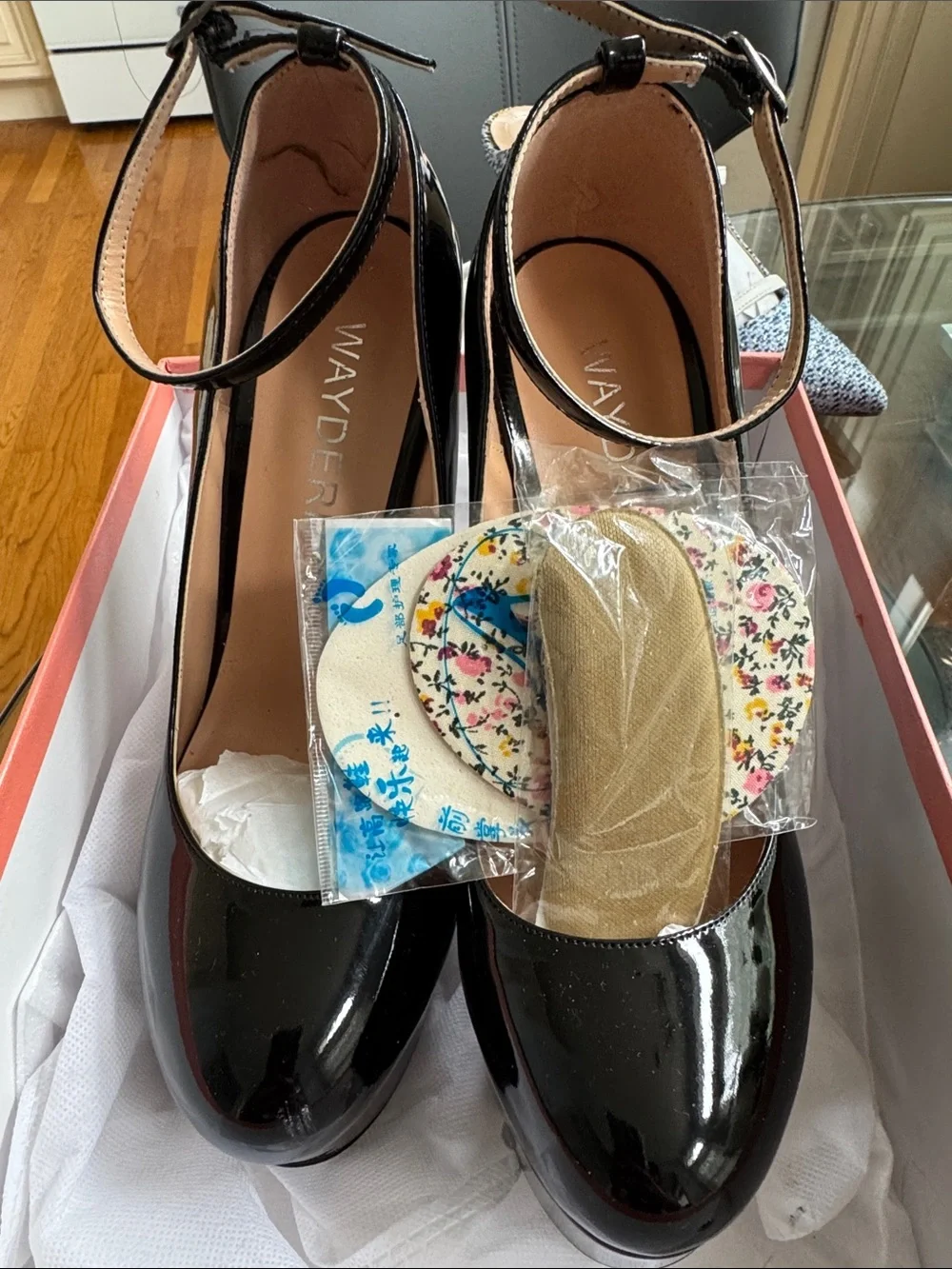 Black Patent Platform Ankle-Strap Pumps by VAYDERNS